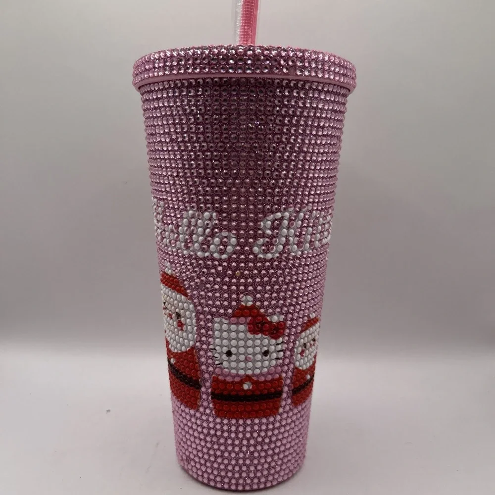 Hello Kitty Christmas Rhinestone Tumbler – Pink Bling Cup – 20oz – New